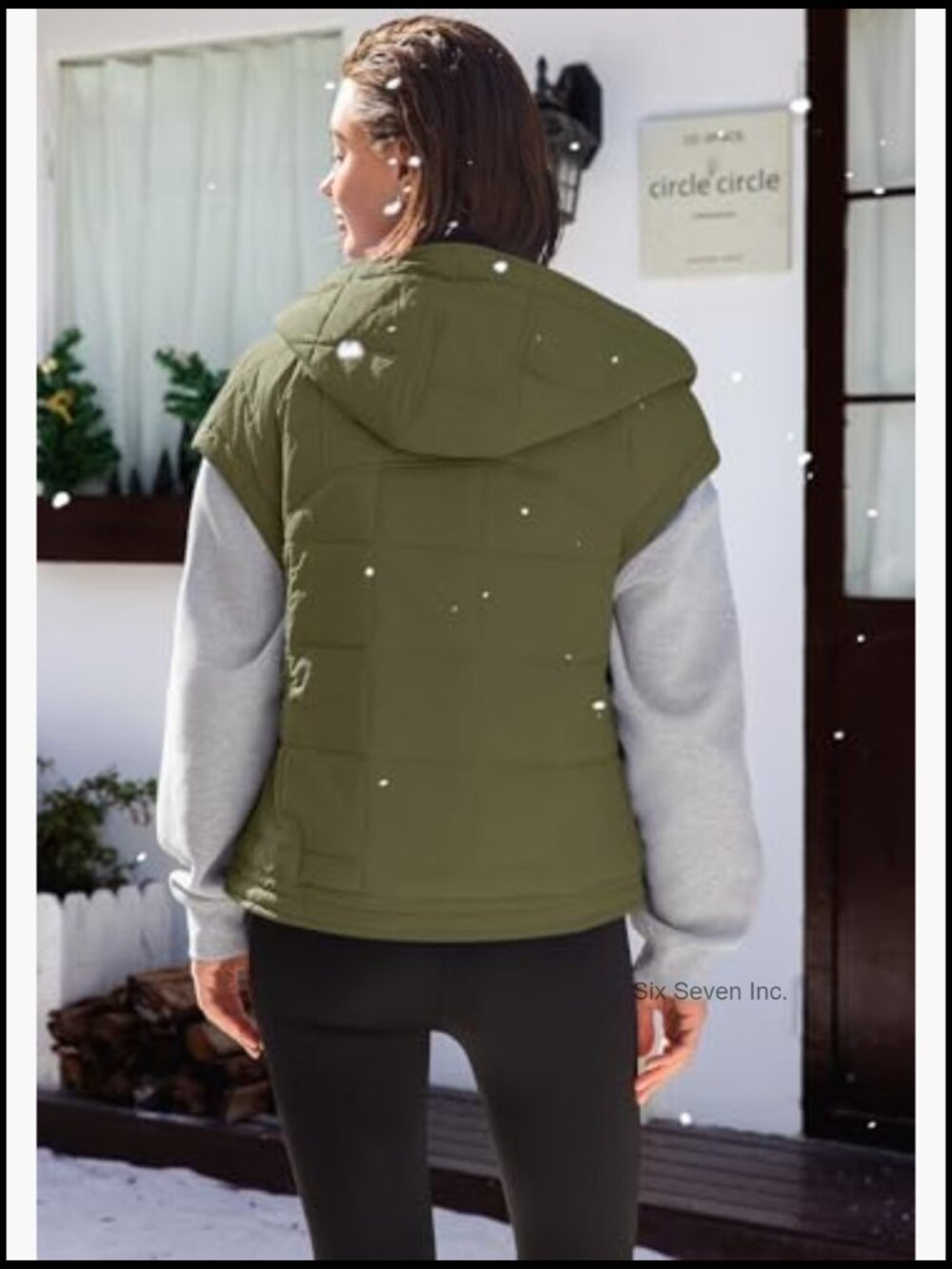 Oversized Sleeveless Quilted Puffer Vest with Hood Zip Up Shacket - Picture 3 of 7